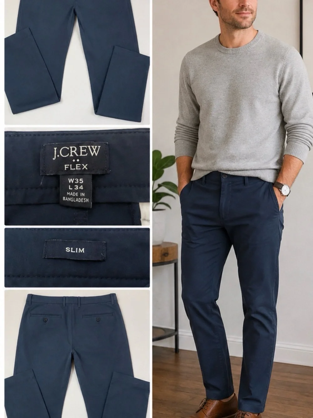 J. Crew Slim FLEX Chino Pants in Navy Blue